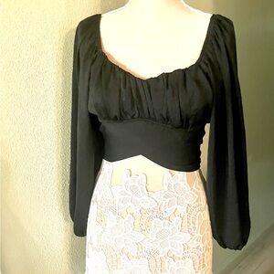 Forever 21 Black Long Sleeve Crop Top